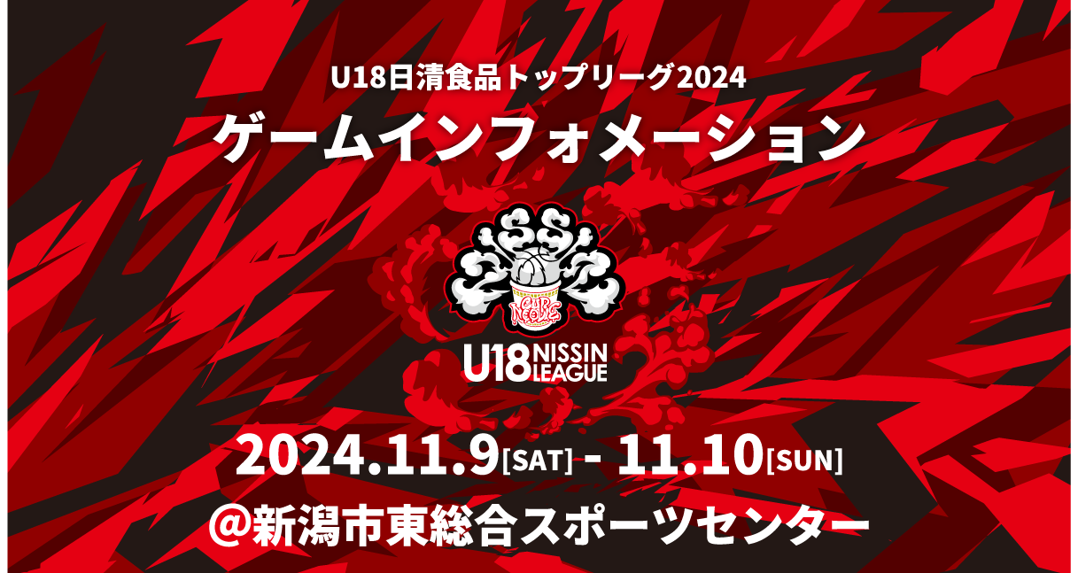 11/16 日清トップリーグ　チケット  一般2枚 U18日清食品トップリーグ2024」 11月16日 (土) ・17日 (日) チケット